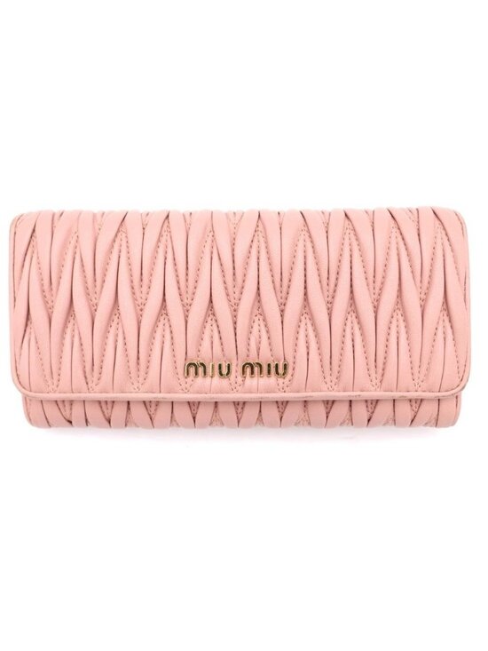 Miu Miu Handbags - Miu Miu Matelasse Wallet Card Case Pink Leather Gold